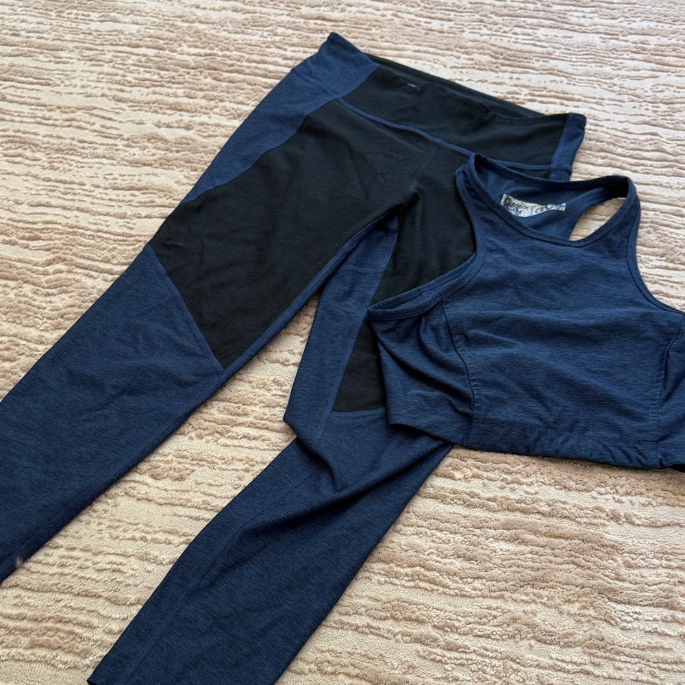 Outdoor Voices Navy and Black Active Leggings Set